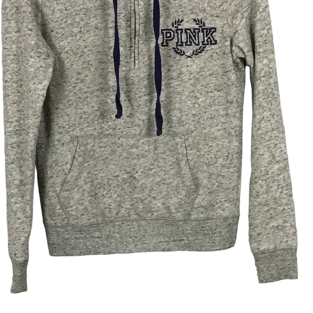 Y2K VS Victoria's Secret PINK Hoodie Gray Black Marled Sweater Sweatshirt sz XS - Picture 5 of 9